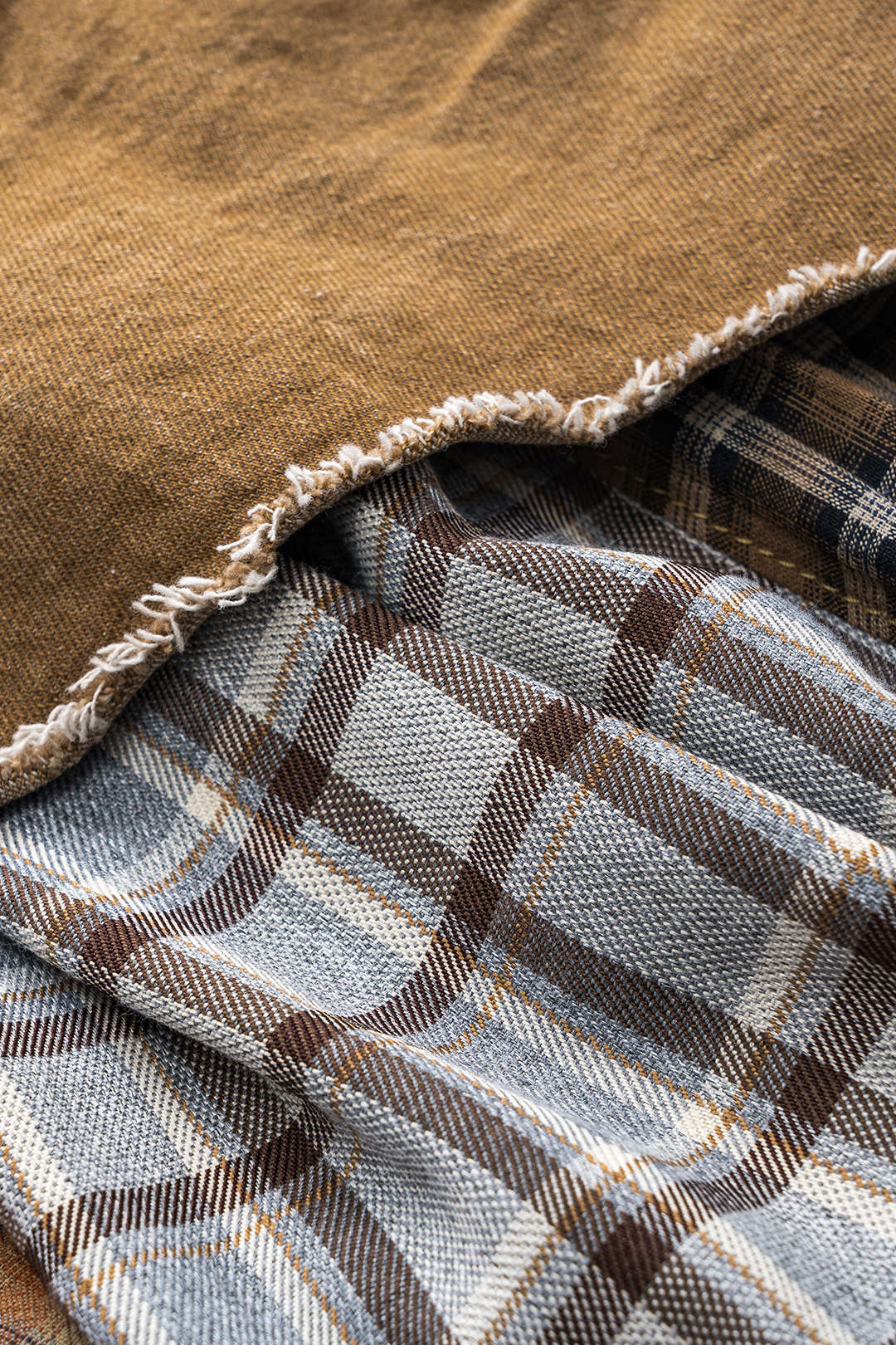 Color Block Plaid Print Denim Patchwork Asymmetrical Skirt