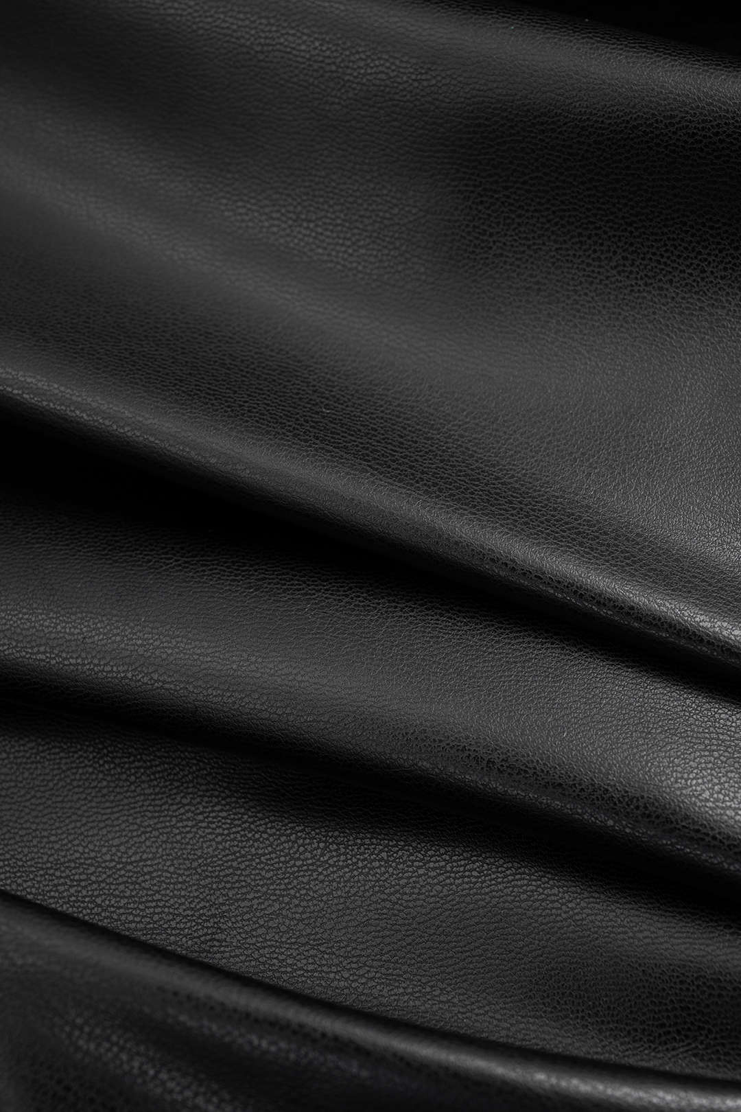 Faux Leather Ruffled and Ruched Crossed Skirt