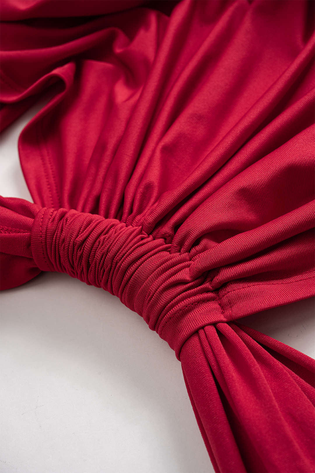 Lace Tie-Front Hollow-Out Patchwork Ruched Skirt Ensemble