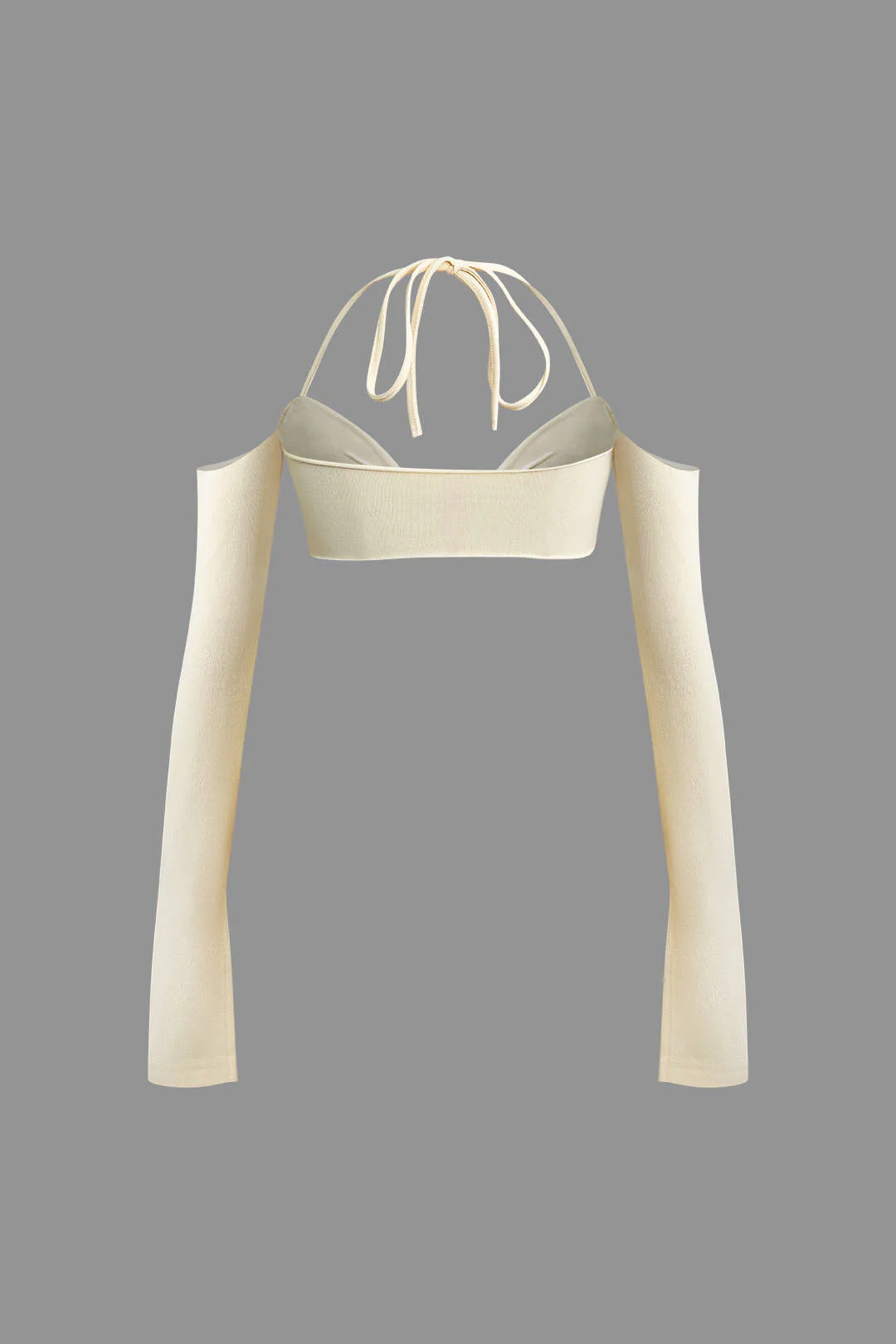 Twist Tie Halter Long Sleeve Bra Top and Maxi Skirt Outfit Set