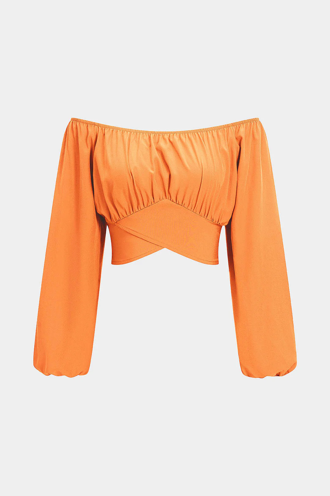 Off Shoulder Crossed Ruched Long-Sleeve Tube Top