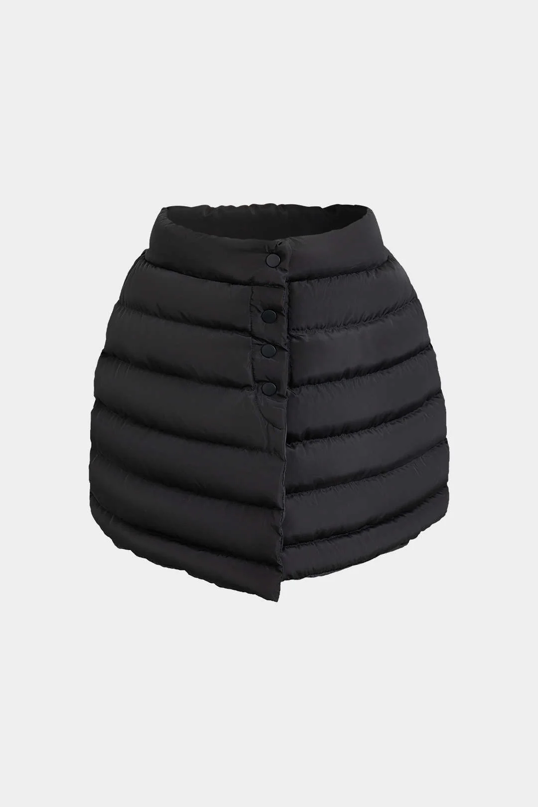 Solid Button-Up Puffer Mini Skirt