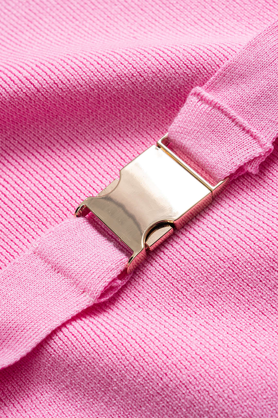 Knit Contrast Binding Belted Strapless Sleeveless Dress