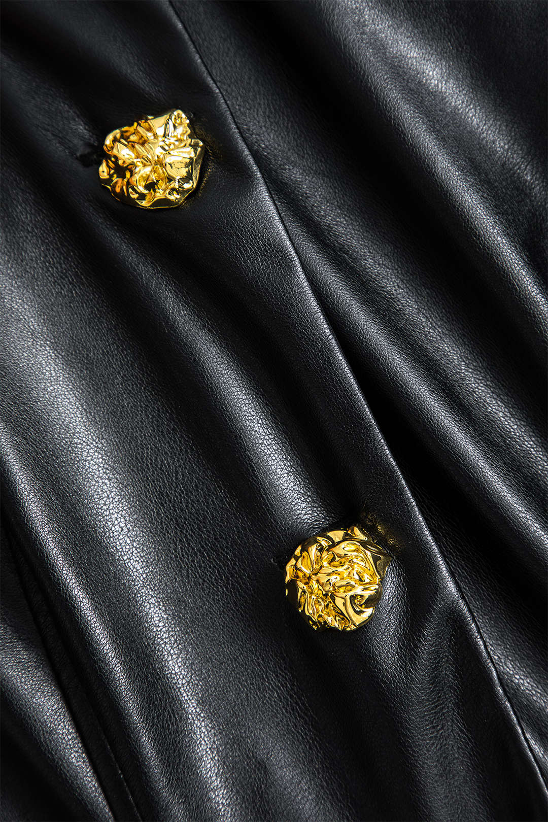 Faux Leather Jacket with Metallic Buttons