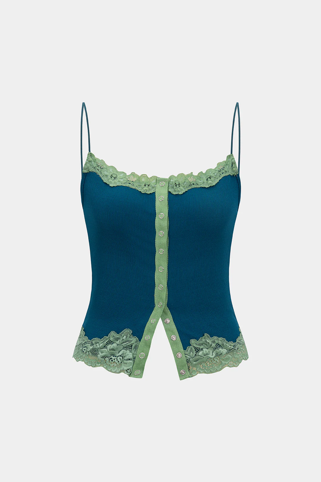 Button Patchwork Sleeveless Camisole Top