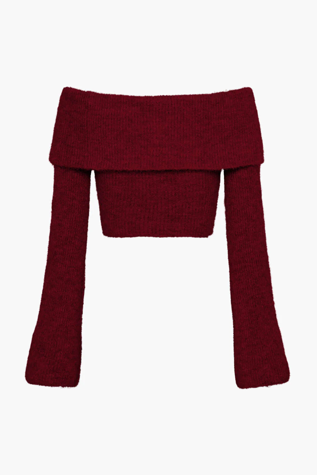 Solid Metallic Knit Off-Shoulder Long-Sleeve Top