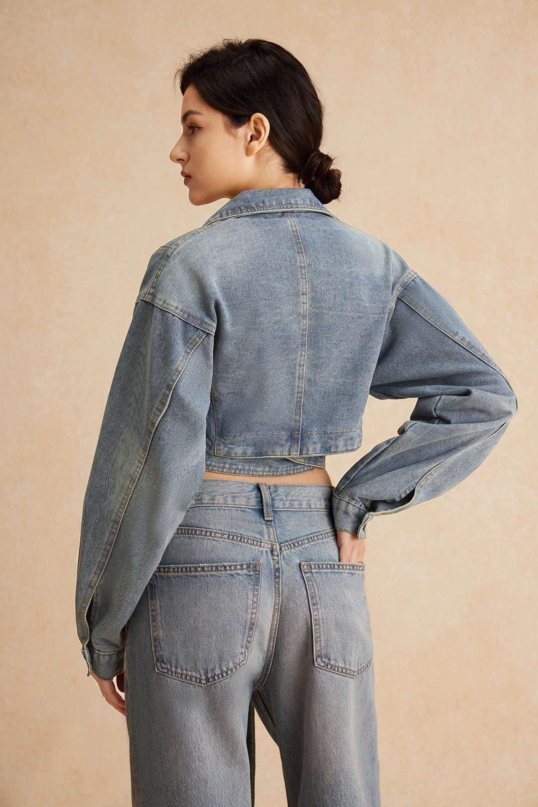 Denim Tie-Up Crossed Outerwear