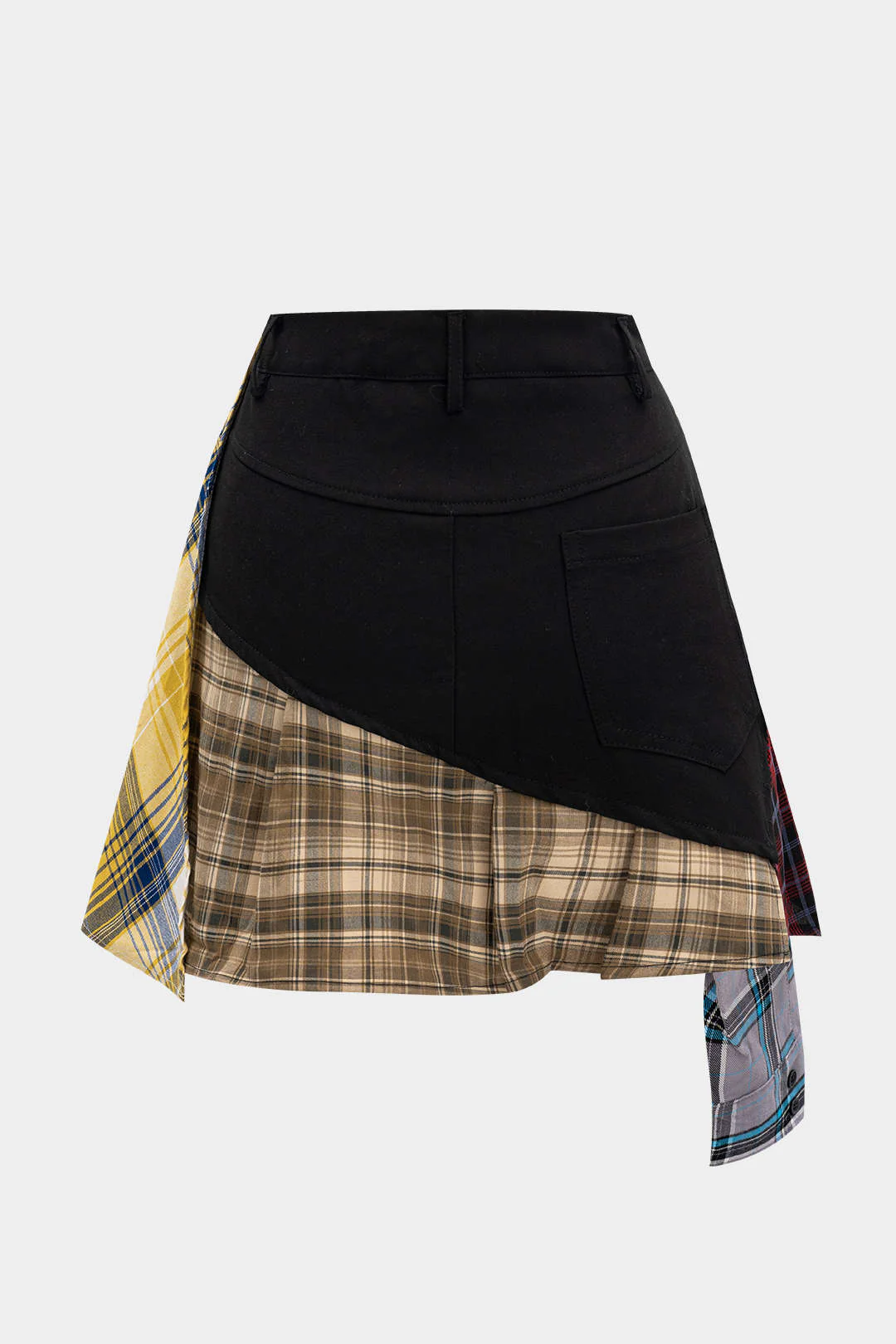 Patchwork Plaid Print Skirt