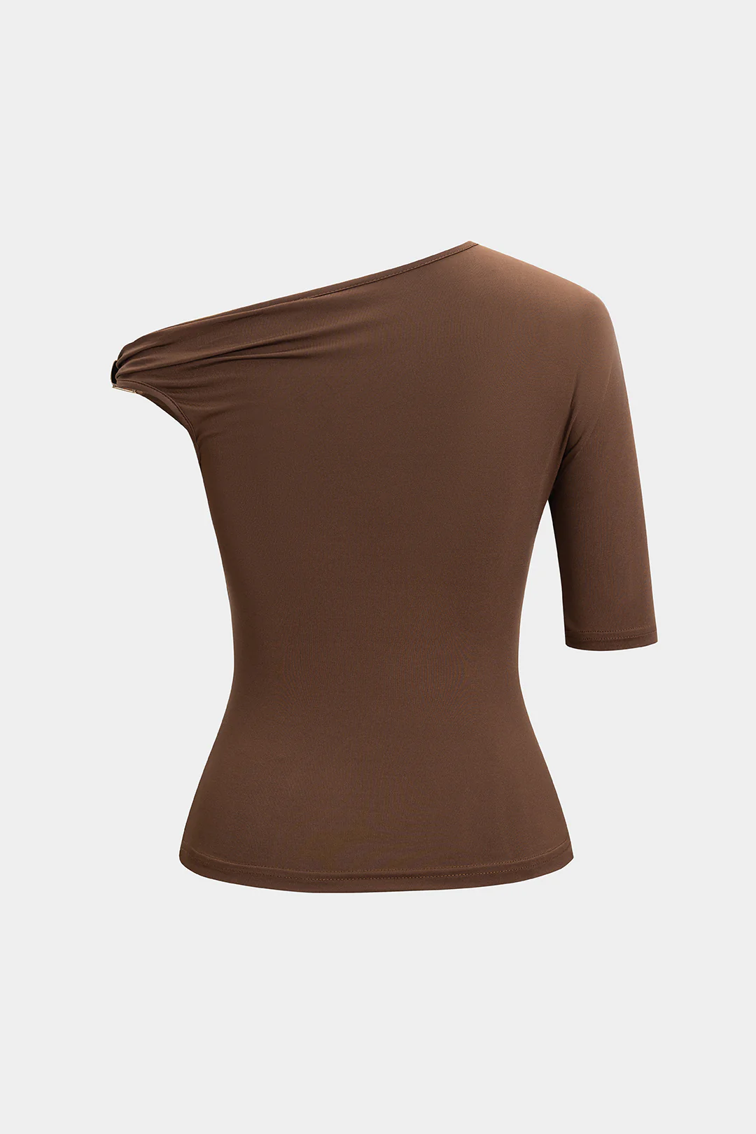 Metallic One-Shoulder Short-Sleeve T-Shirt