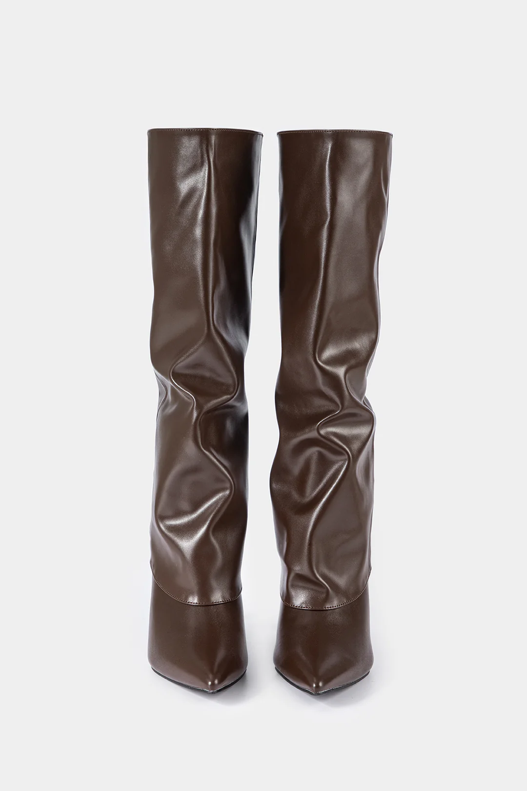 Leather Pointed Toe Mid-Calf Boots