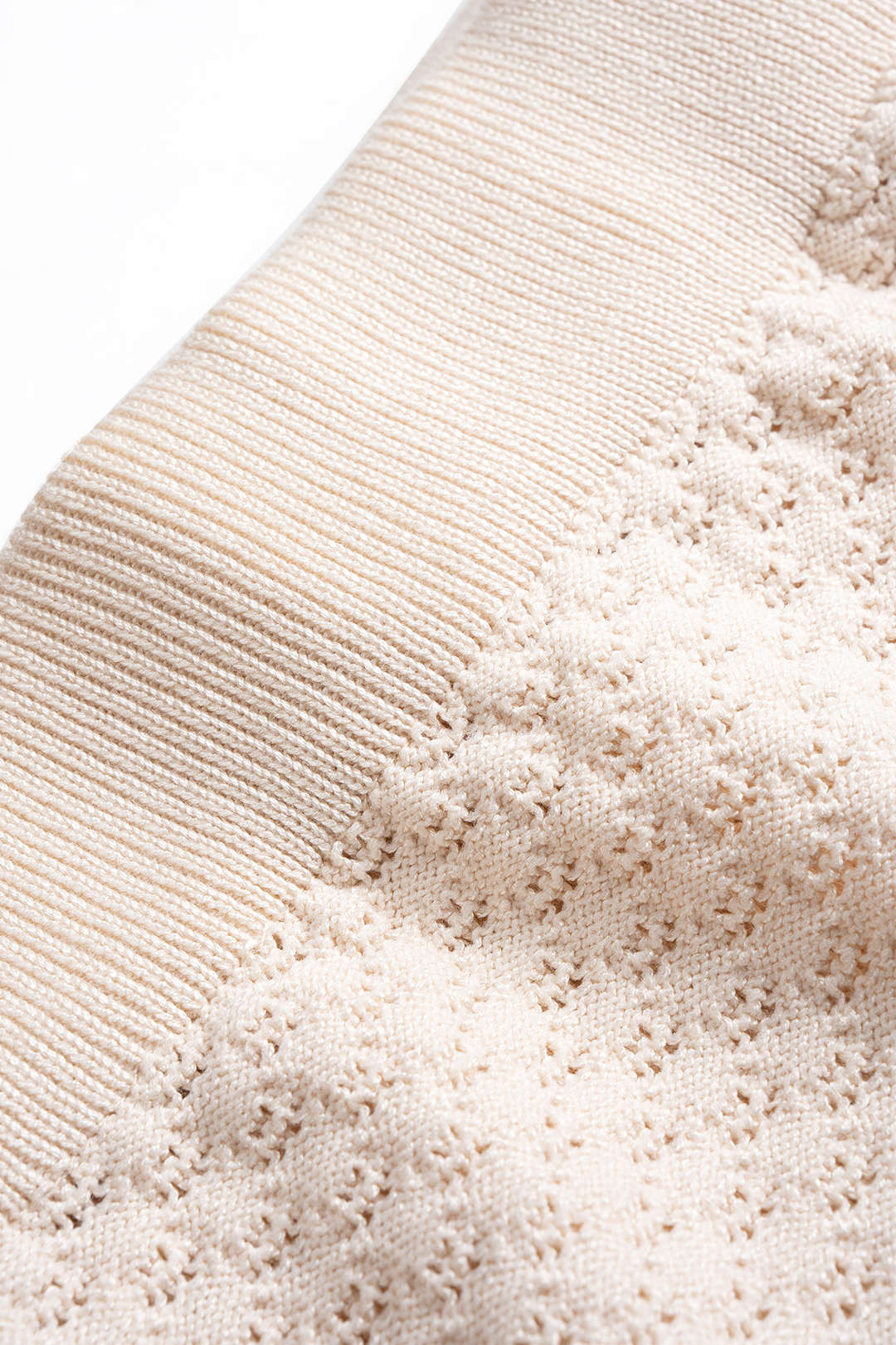 Knit Hollow-Out Button Short-Sleeve Top and Skirt Set