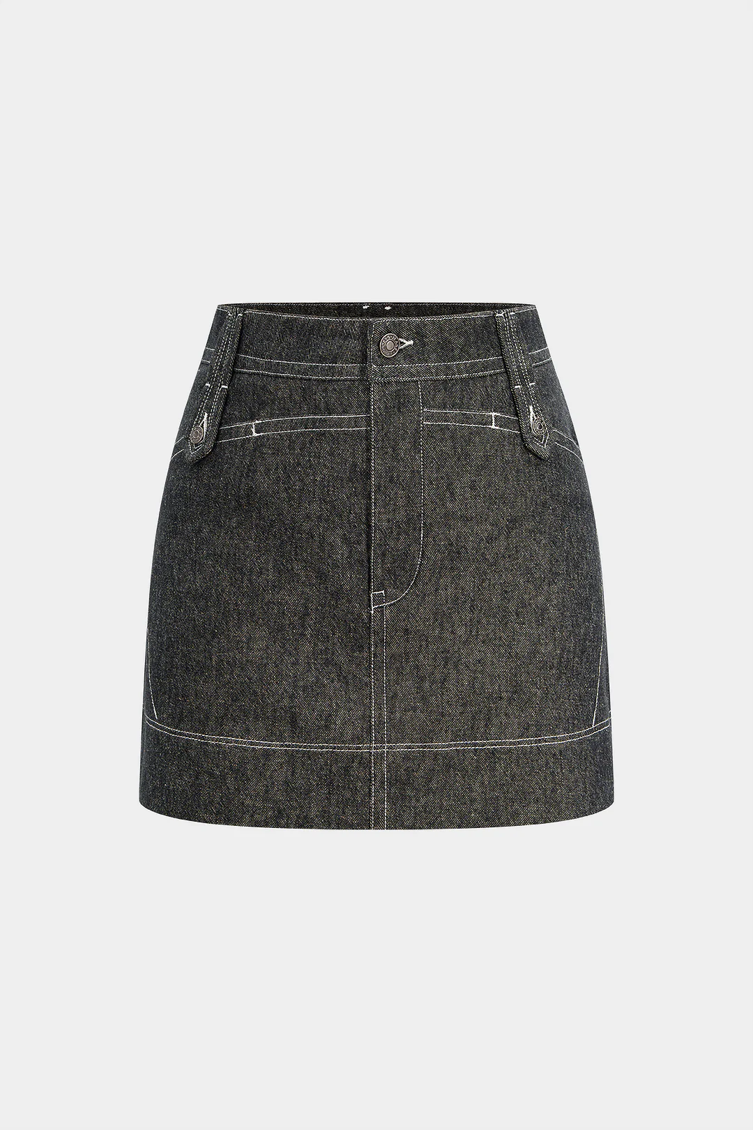Denim Button Mini Skirt