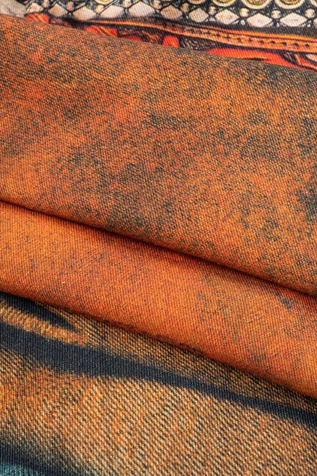 Retro Print Denim Barrel Jeans