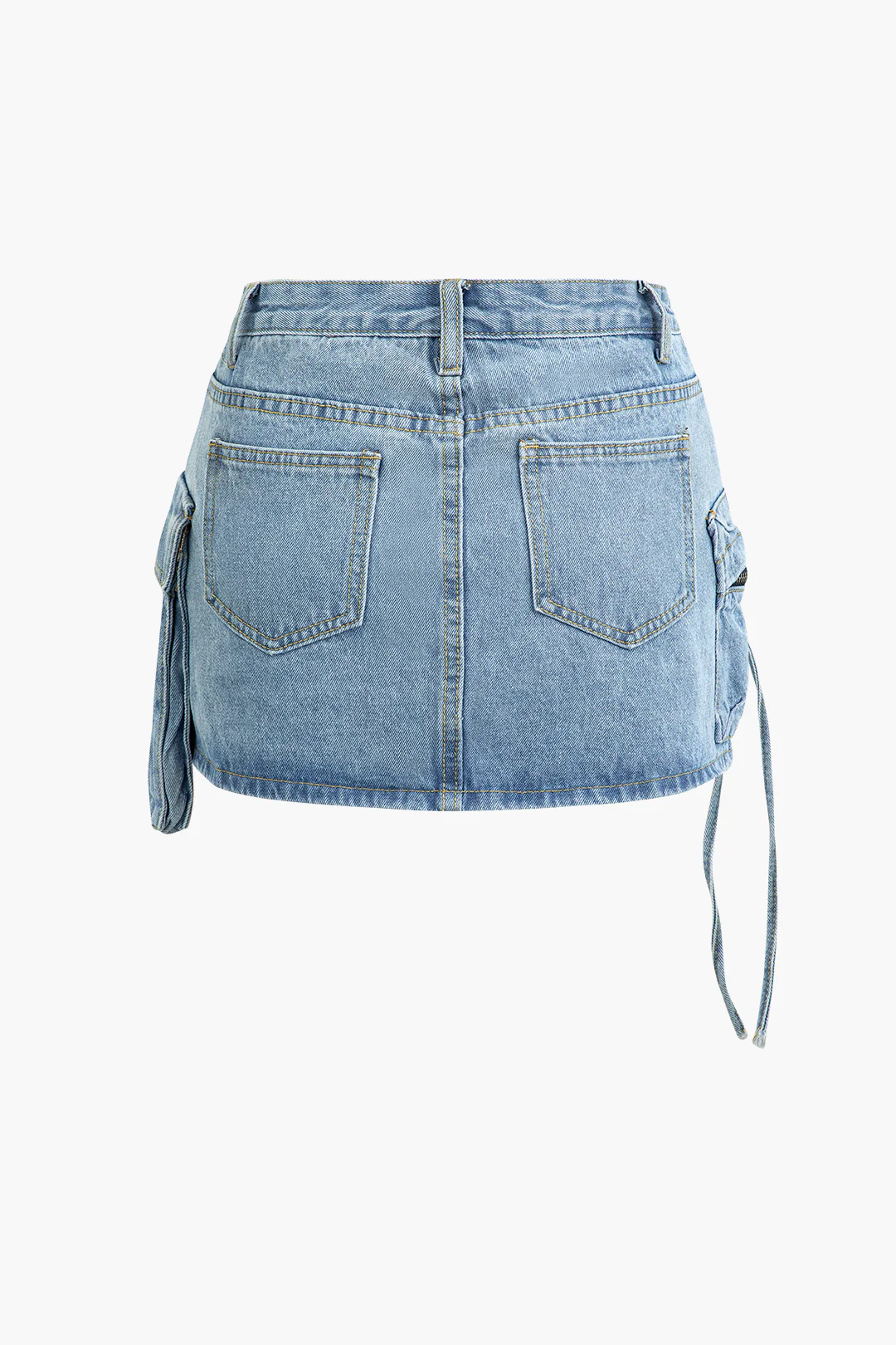 Multi-Pocket Denim Mini Cargo Skirt