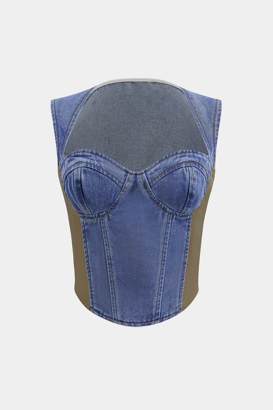 Denim Bustier Patchwork Top