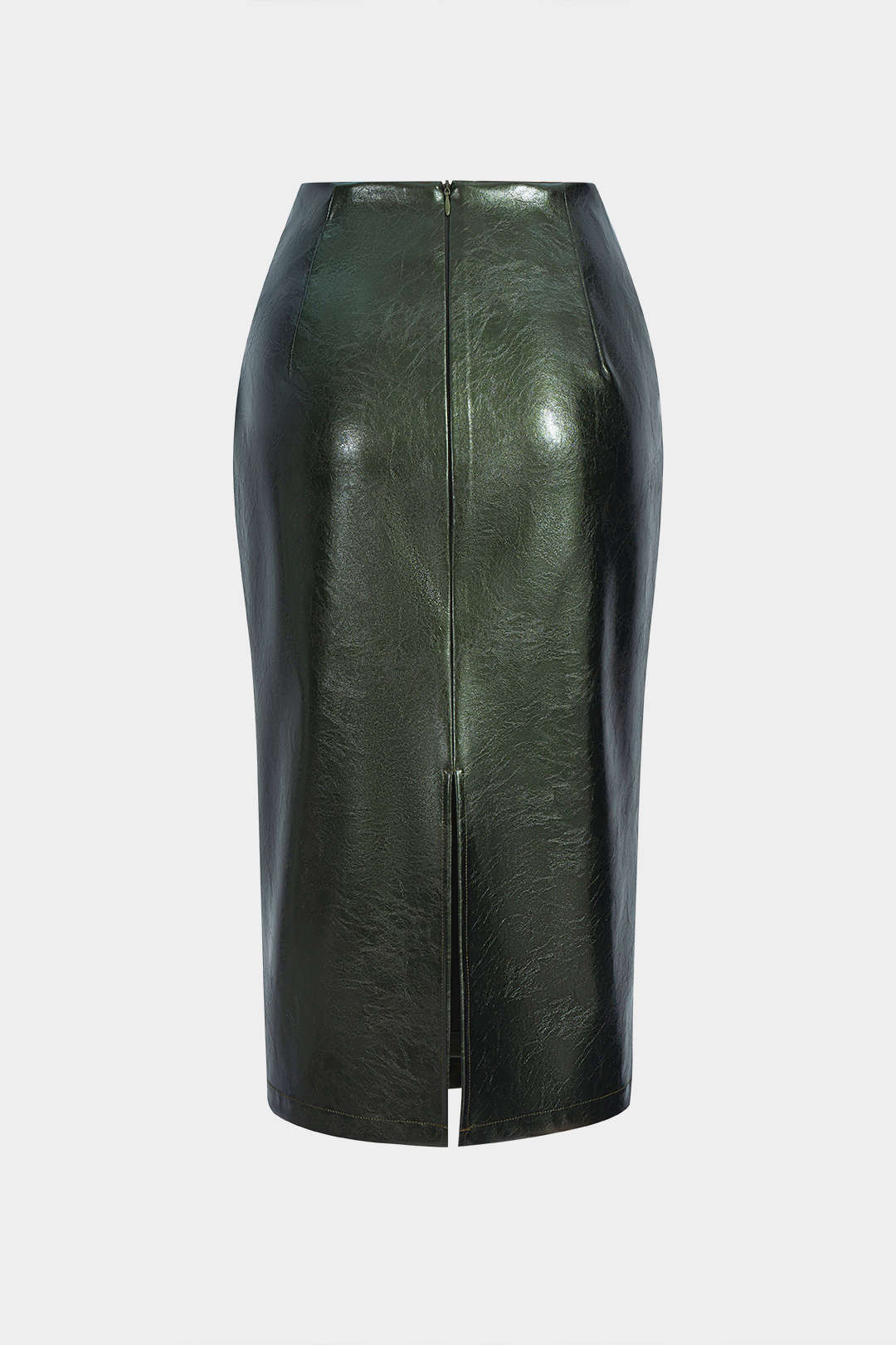 Faux Leather High Waist Ruched Asymmetrical Skirt