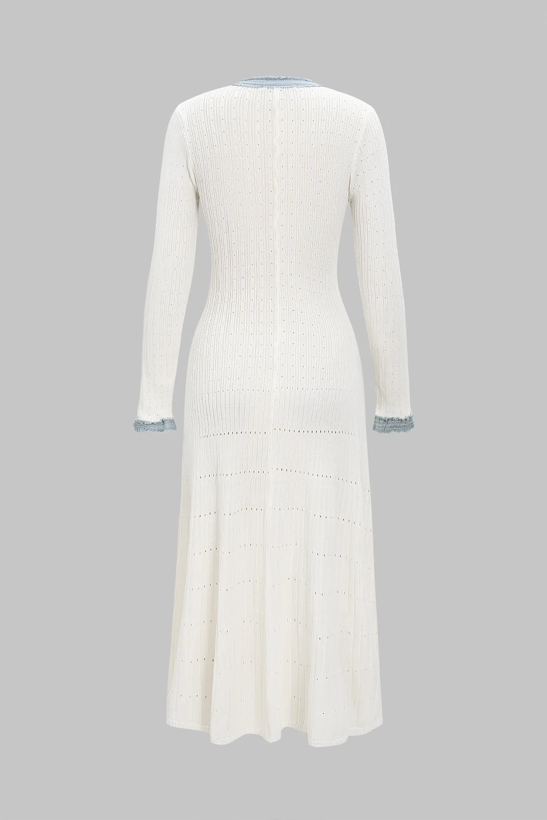 Knit Patchwork Hollow-Out Long-Sleeve Dress