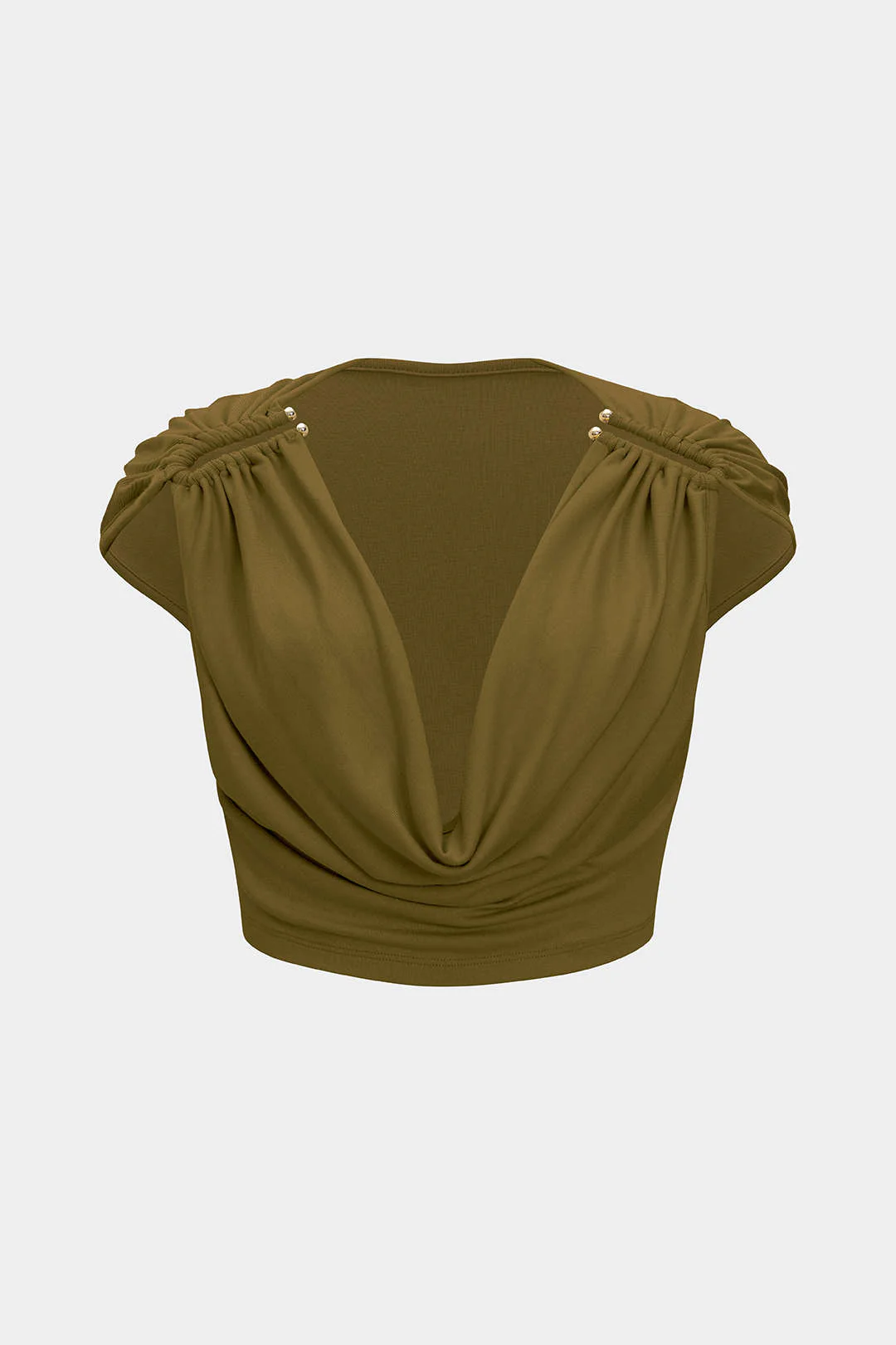 Ruched Neck Short-Sleeved Top