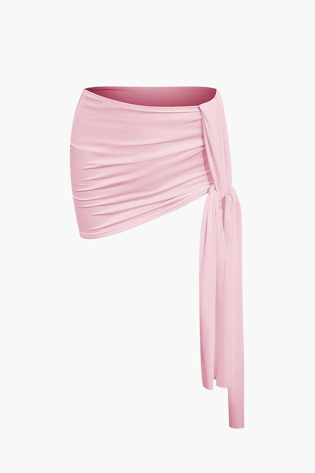 Asymmetrical Ruched Crop Top and Tie Mini Skirt Set