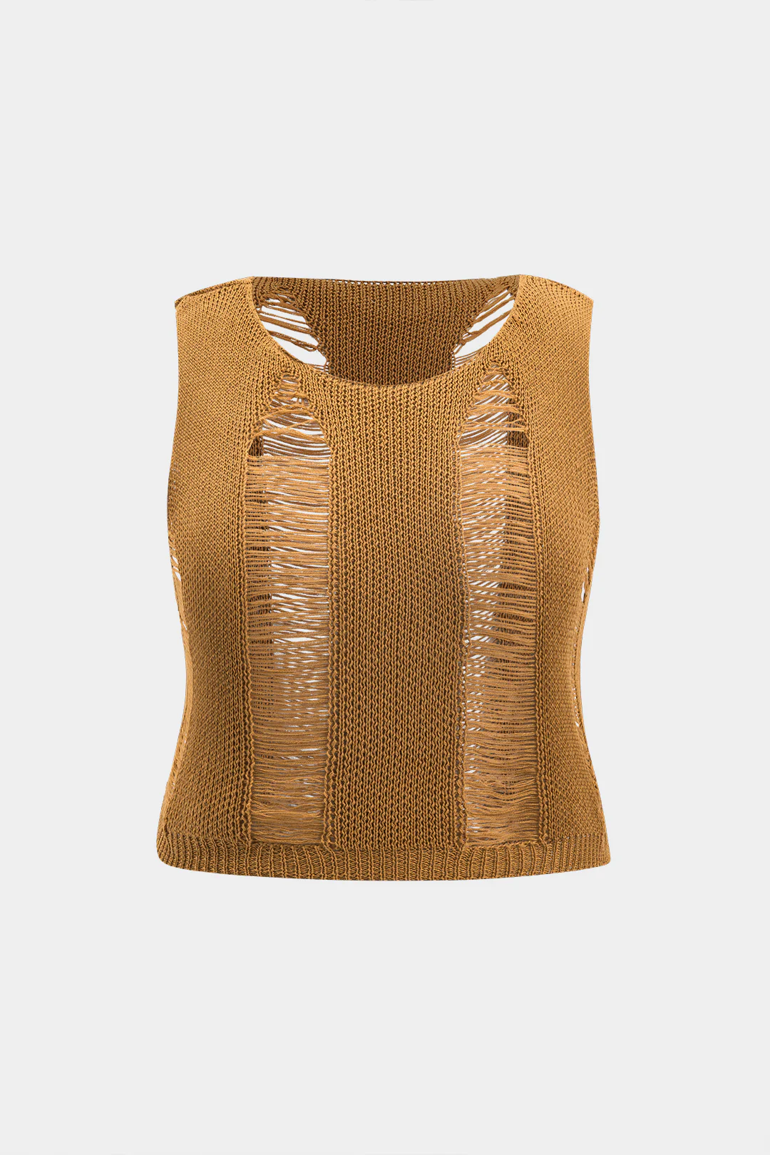 Plus Size Knit Distressed Ladder Tank Top