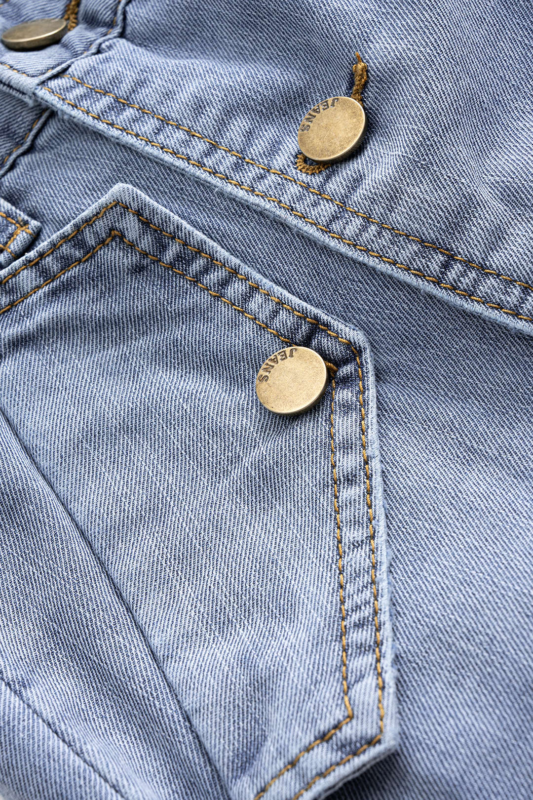 Denim Buttoned Shirred Short-Sleeve Dress