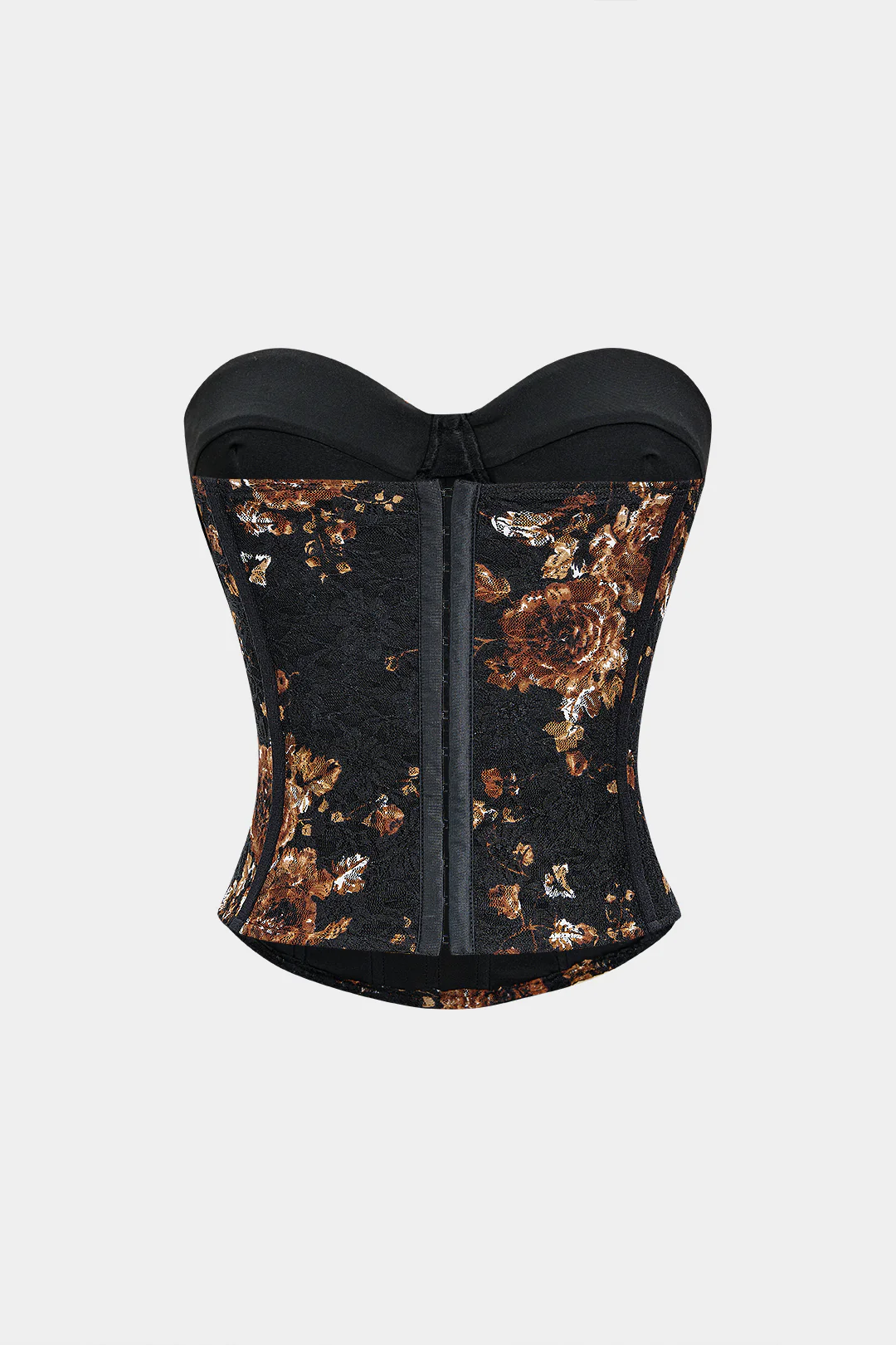 Floral Print Mesh Strapless Corset Tube Top