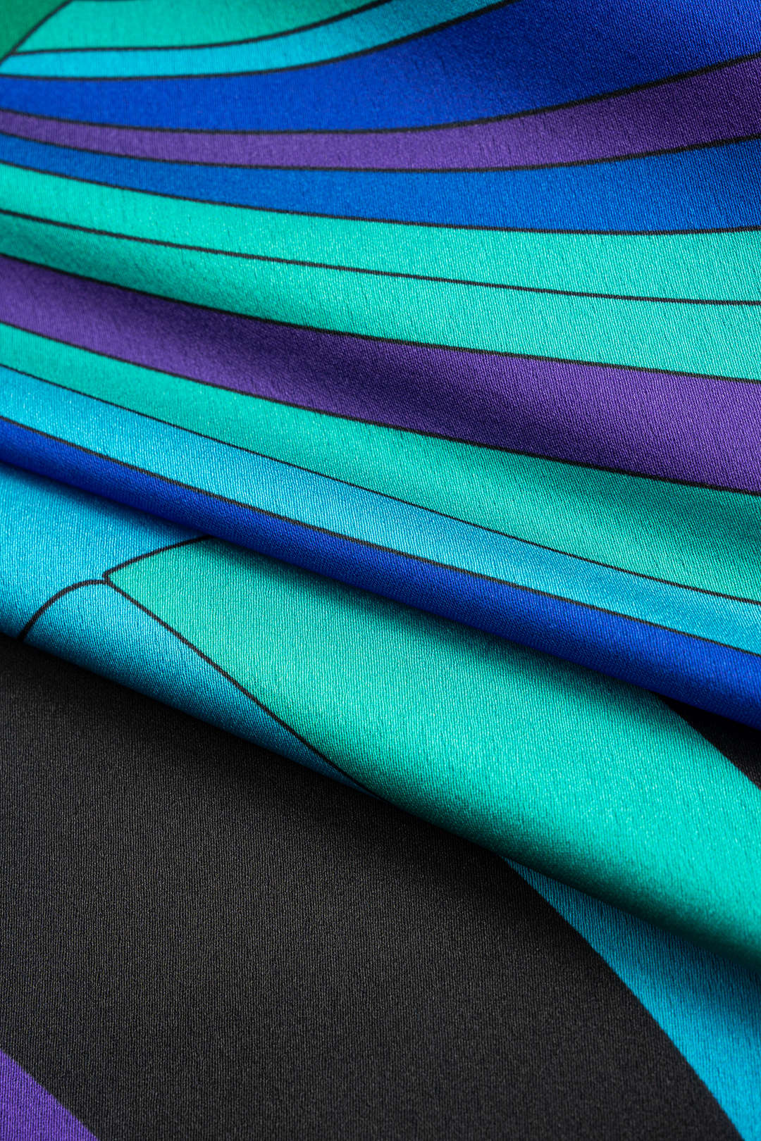 Abstract Color Block Print Tie-Up Long Sleeve Mini Dress