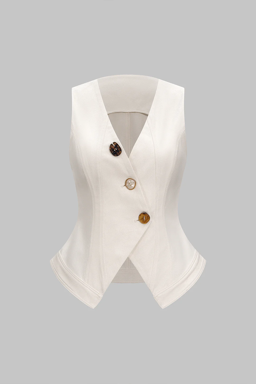 Denim V-Neck Asymmetrical Buttoned Vest