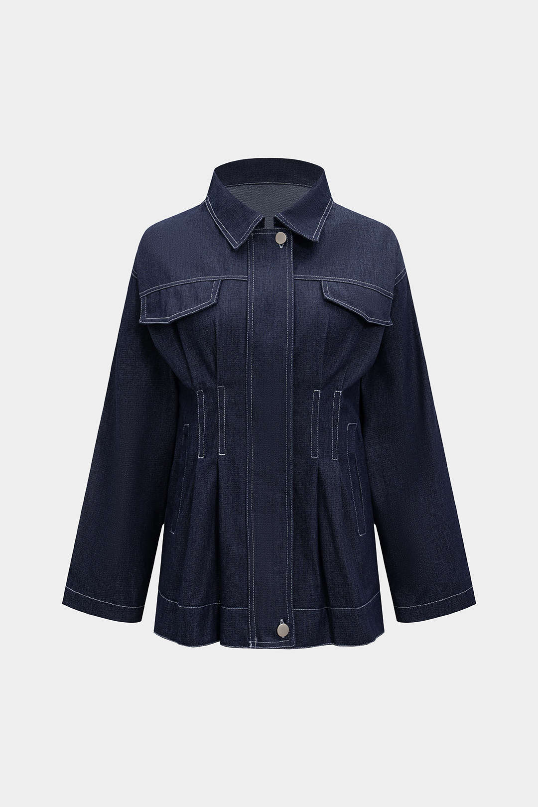 Pleated Denim Outerwear