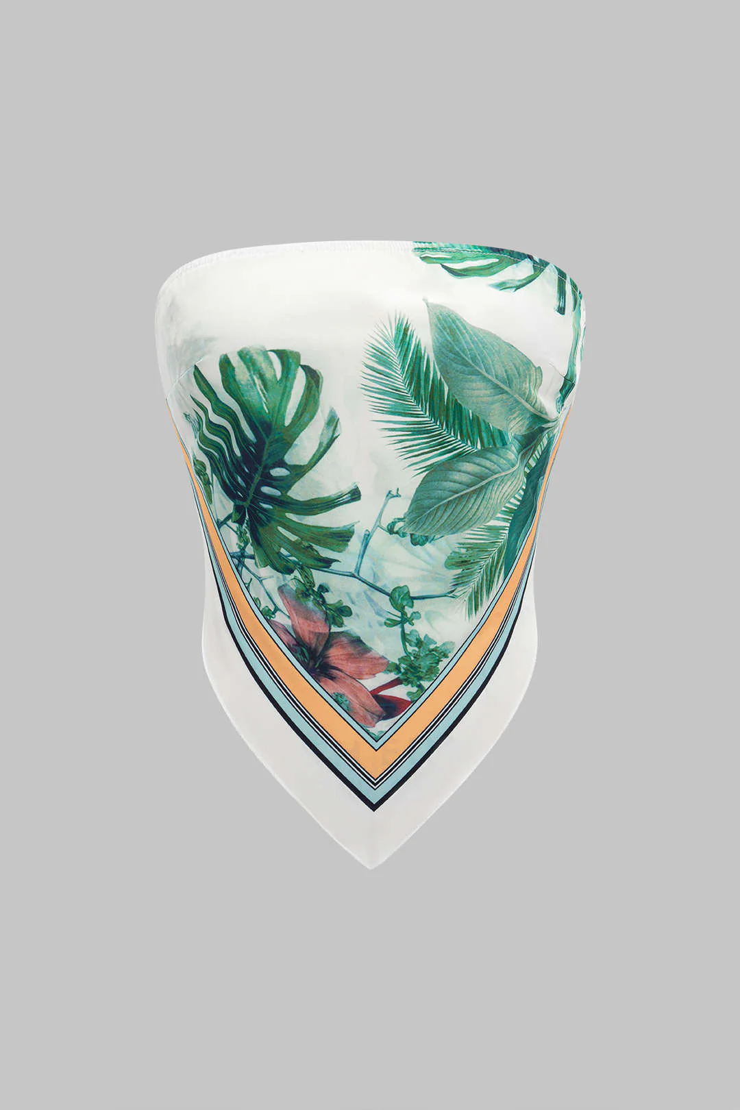 Tropical Leaves Print Tube Top