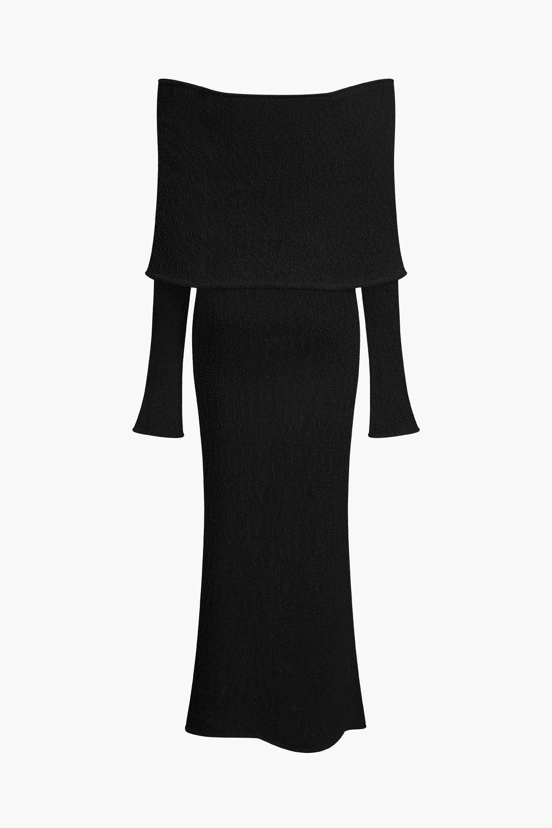 Off-the-Shoulder Open-Knit Maxi Dress