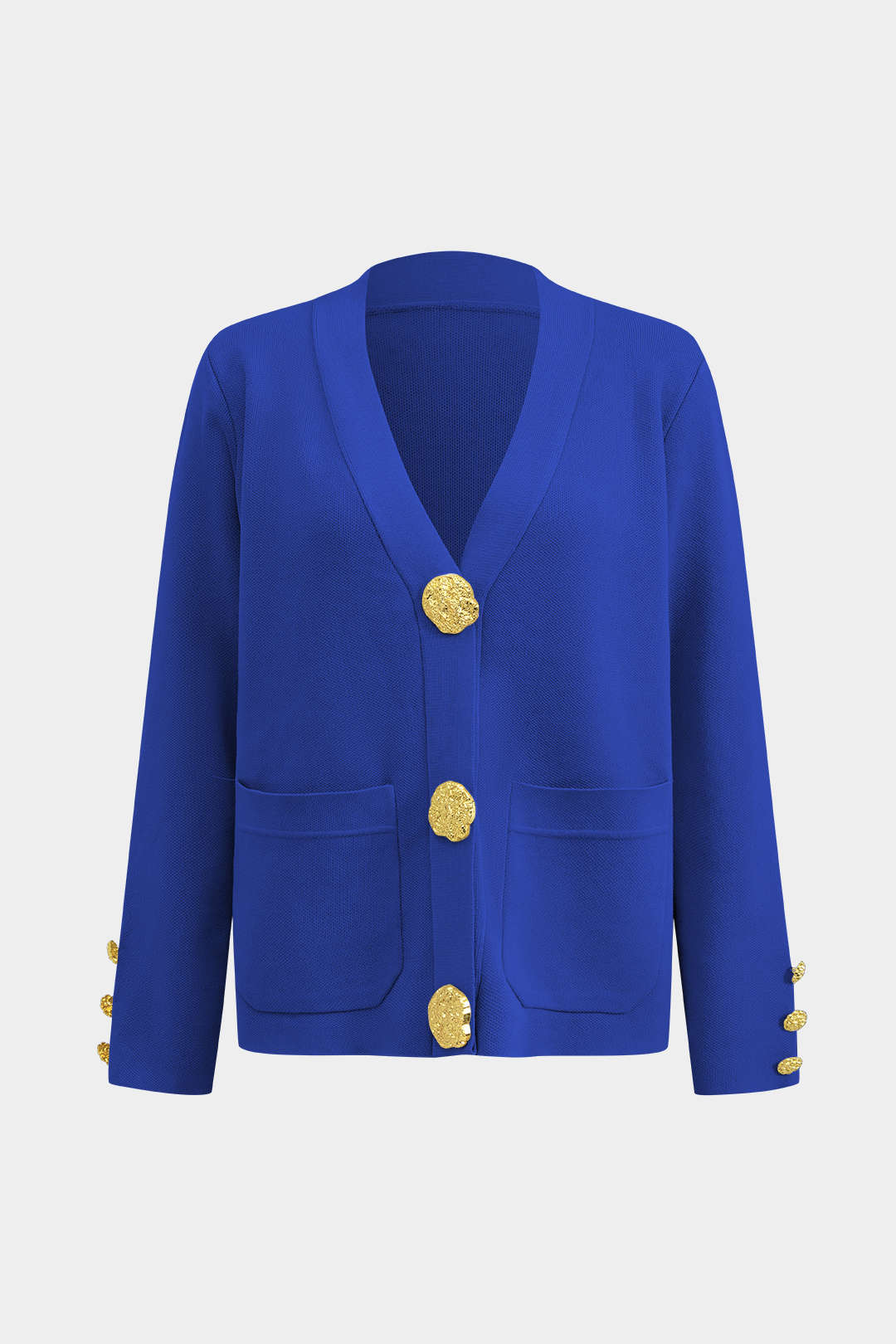 Button-Design Knit Cardigan and Wide-Leg Pants Set