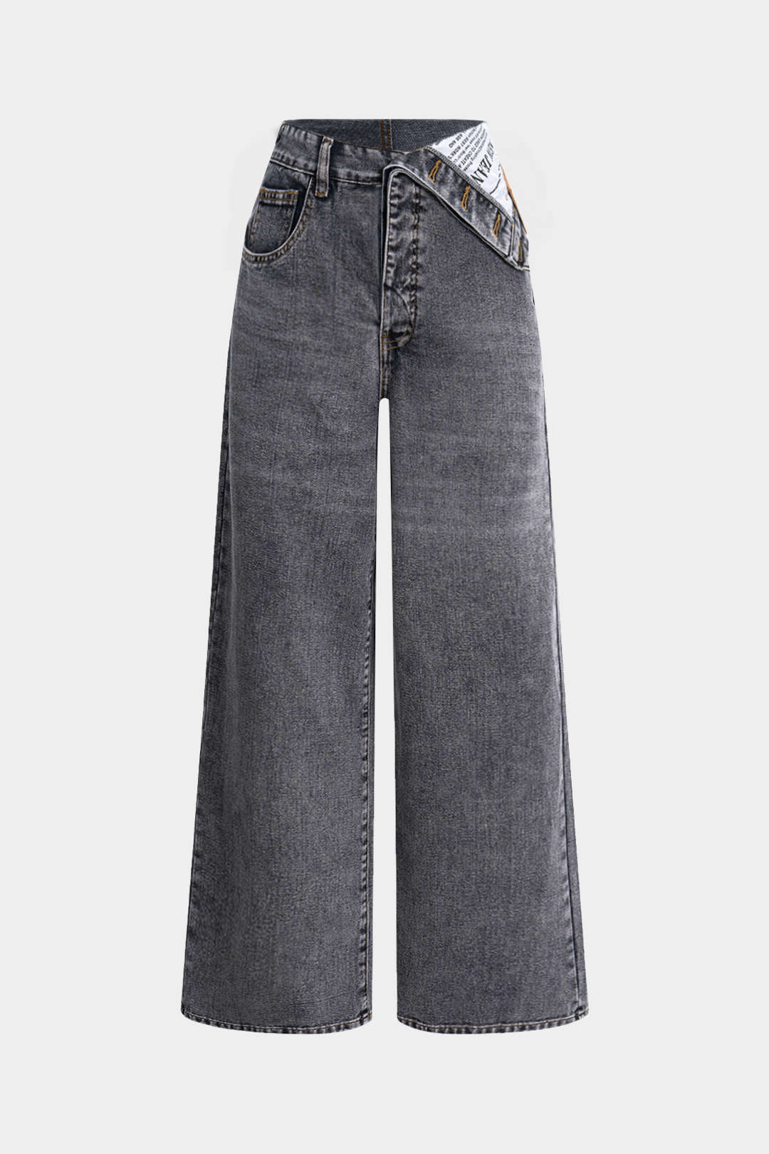 Asymmetrical High Waist Denim Jeans
