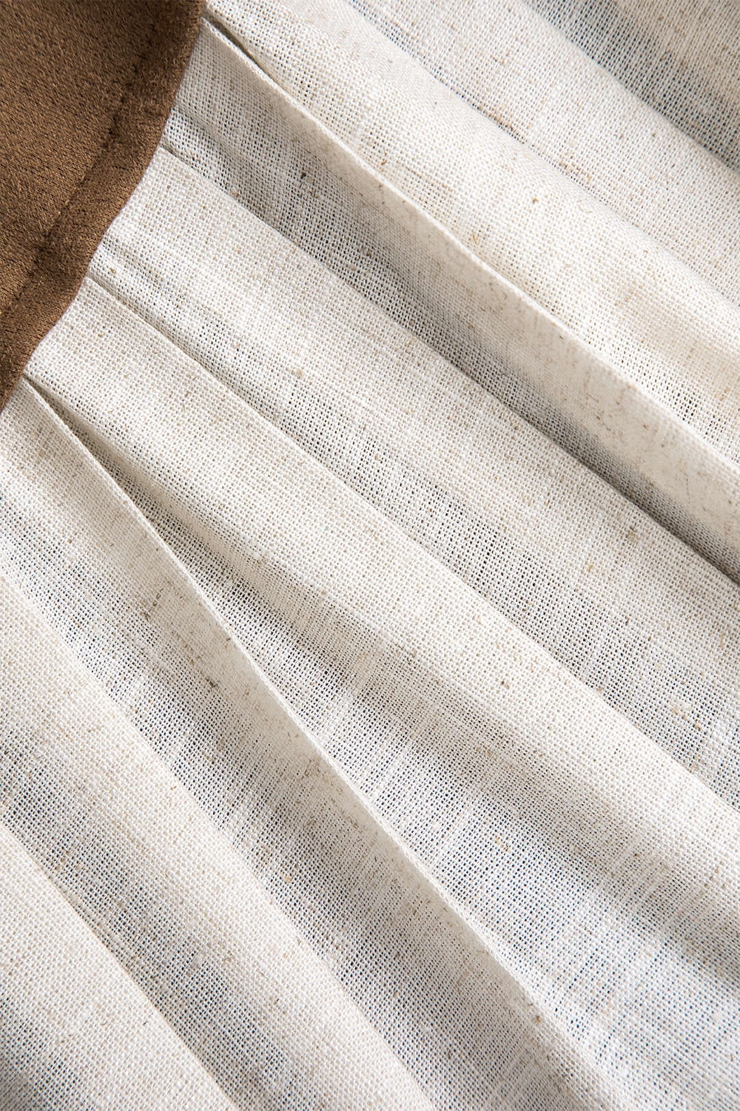 Linen Button Patchwork Pleated Skirt