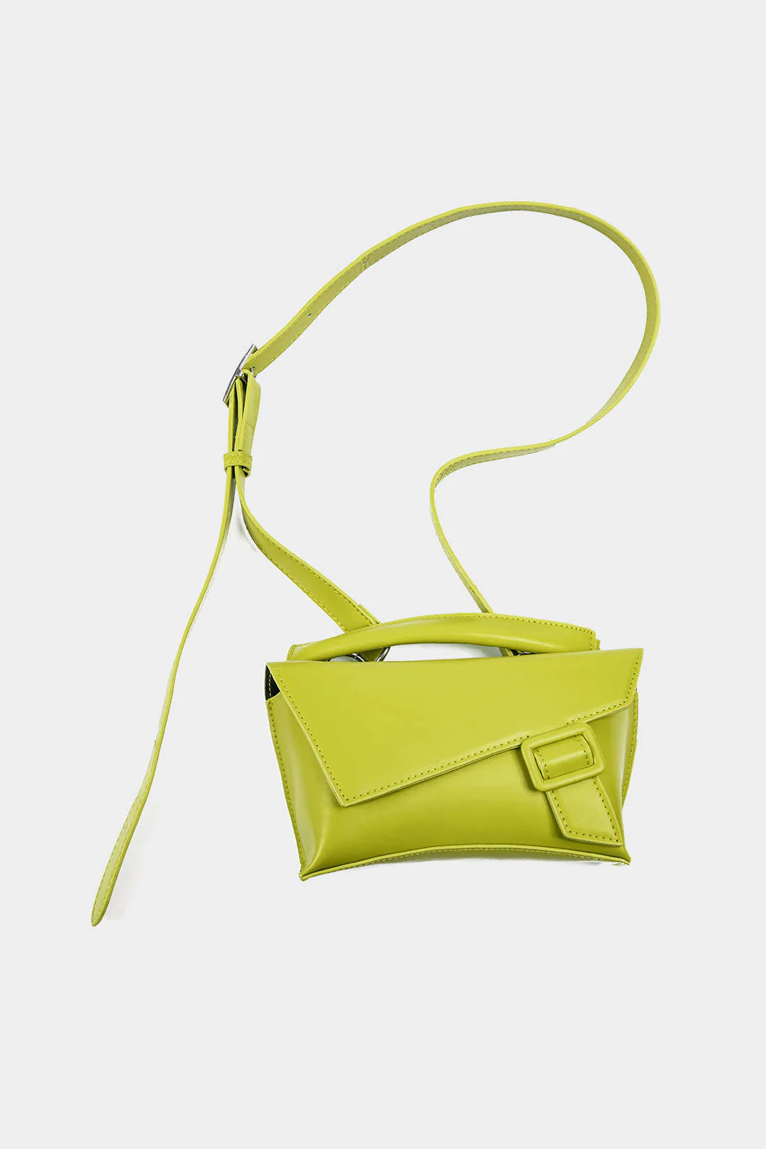 Metallic Faux Leather Square Crossbody Handheld Tote Bag