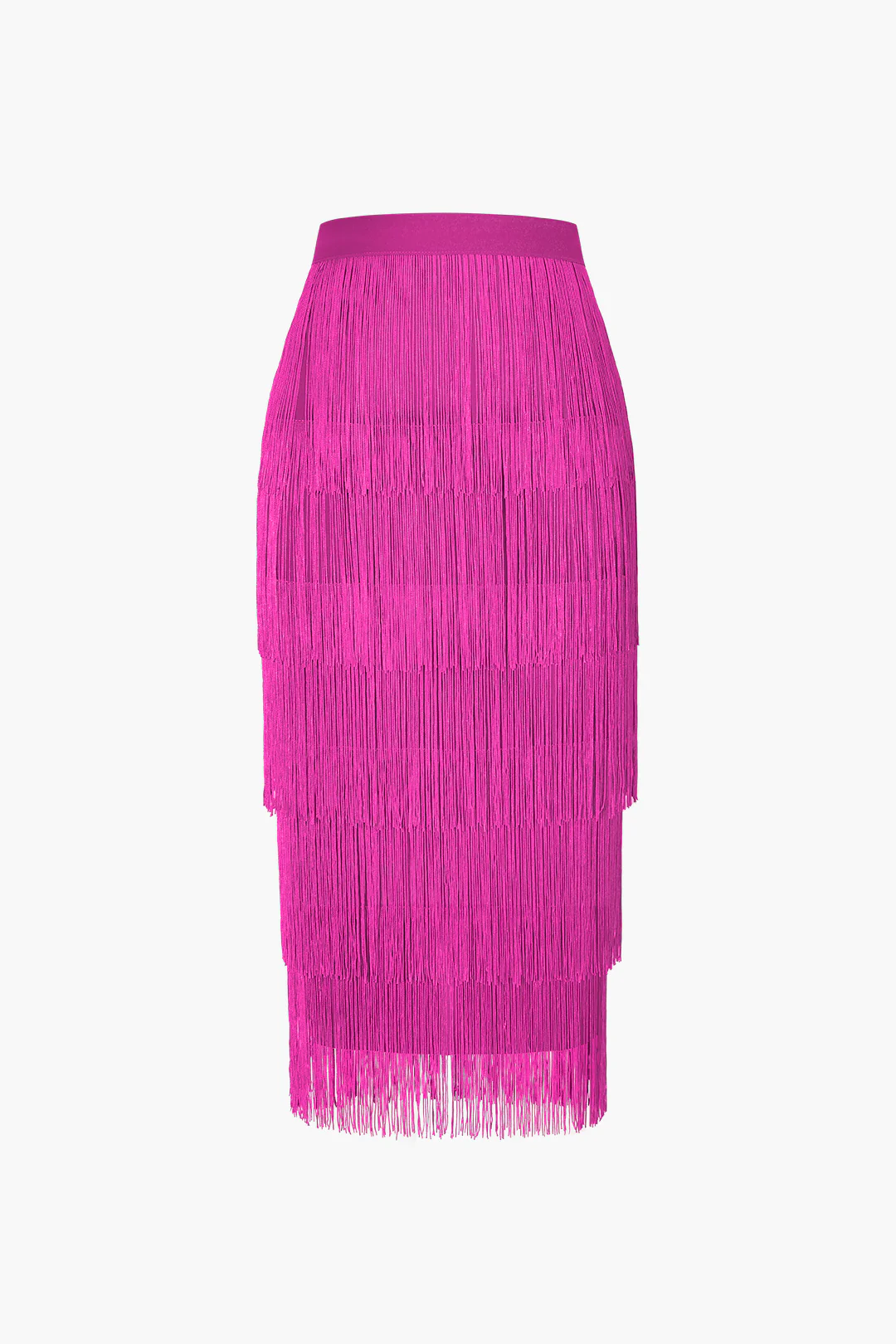 Tiered Fringed Midi Skirt