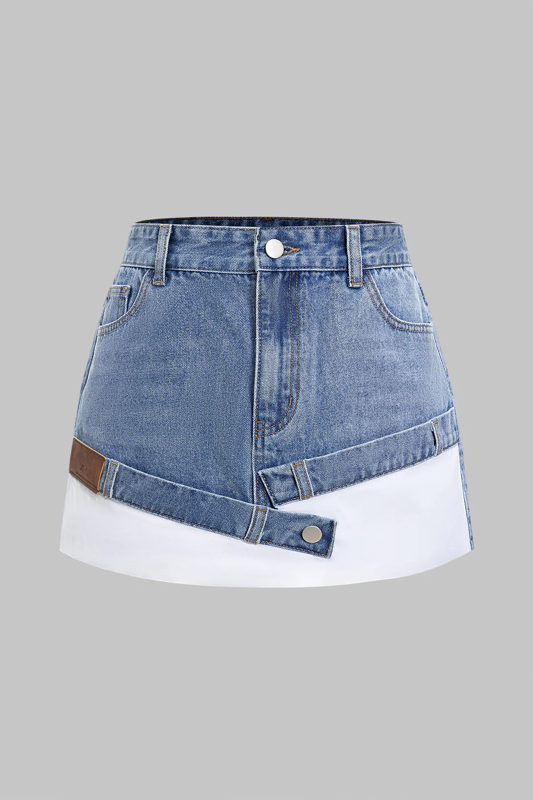 Asymmetrical Patchwork Denim Skirt