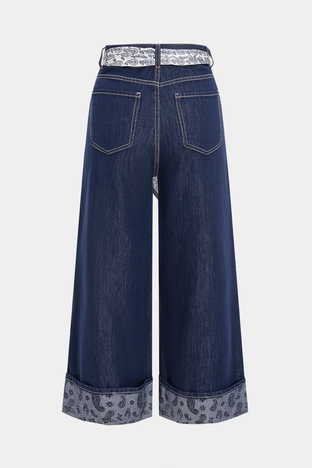 Denim Pocket Zipper Tie-Up Jeans