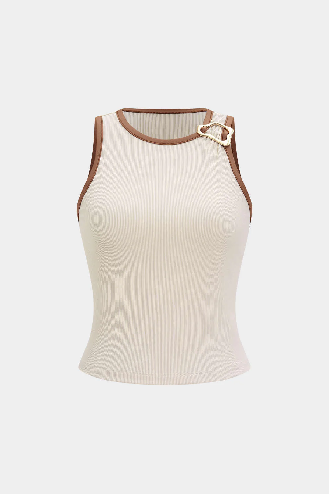Contrasting Metallic Decor Sleeveless Tank Top