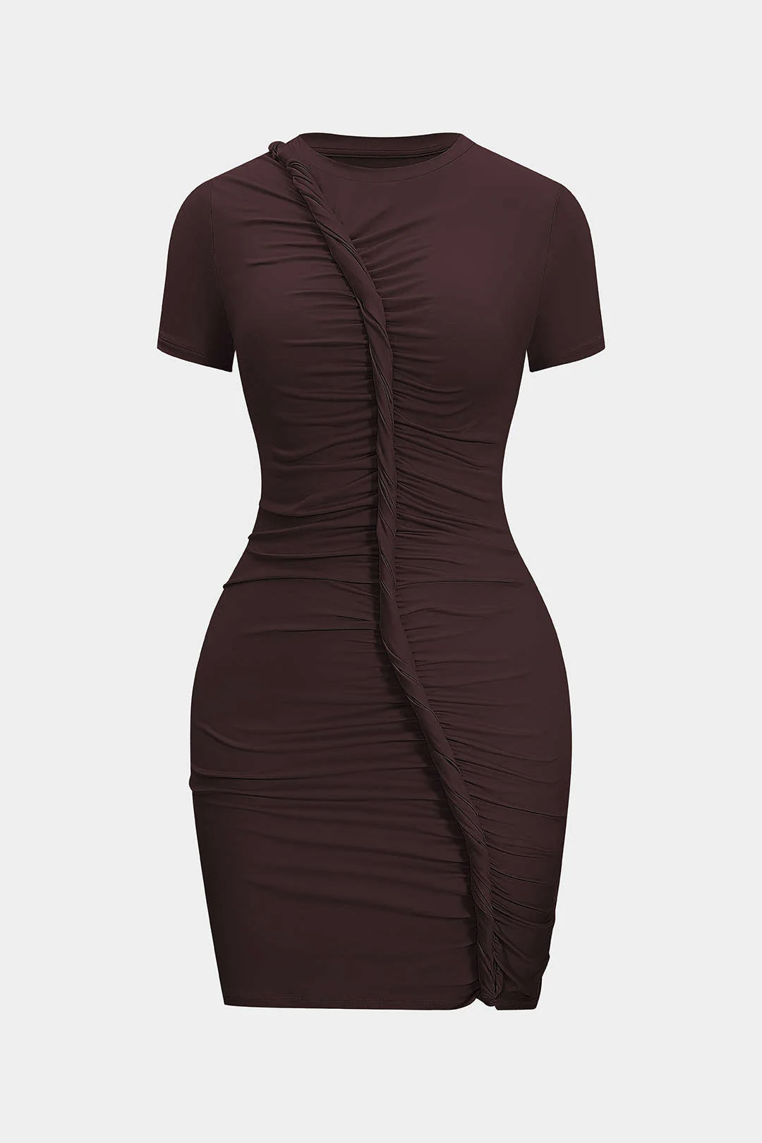 Asymmetrical Twist Knot Short-Sleeved Mini Dress