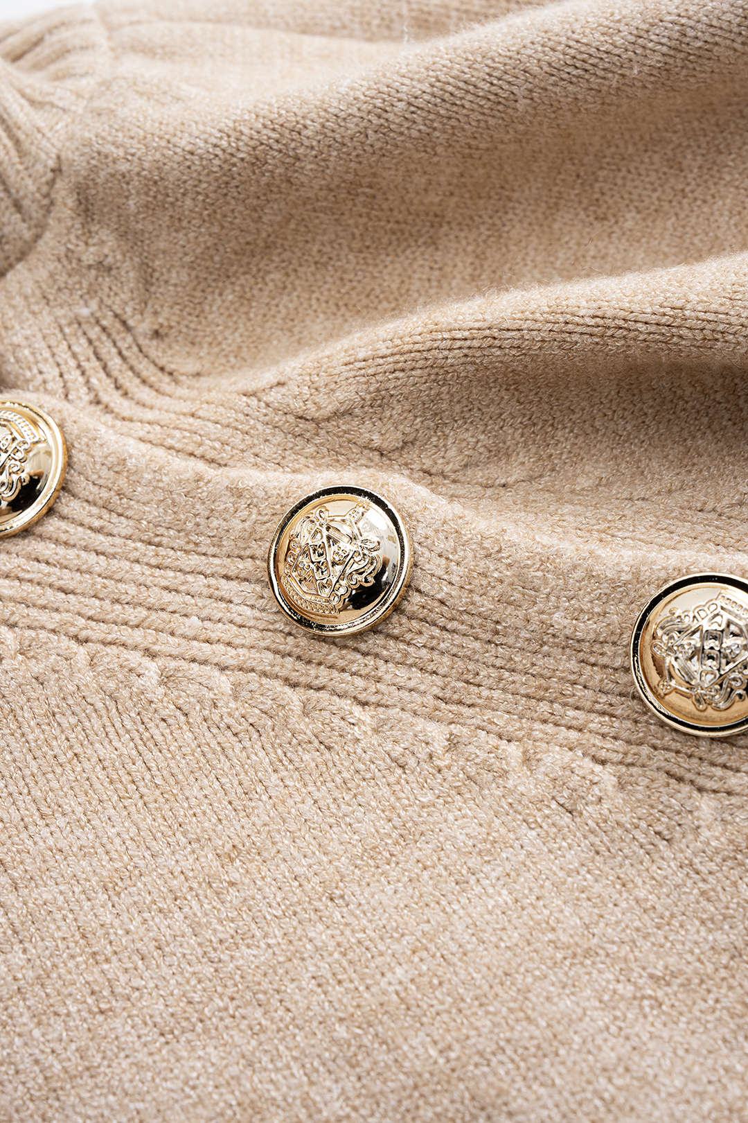 Knit Asymmetrical Button Tie-Up Long Sleeve Dress