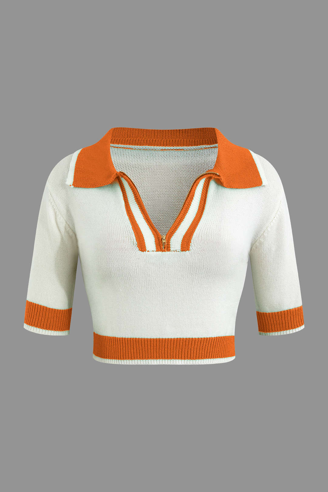 Contrast Collar Cropped Knit Top and Mini Skirt Set