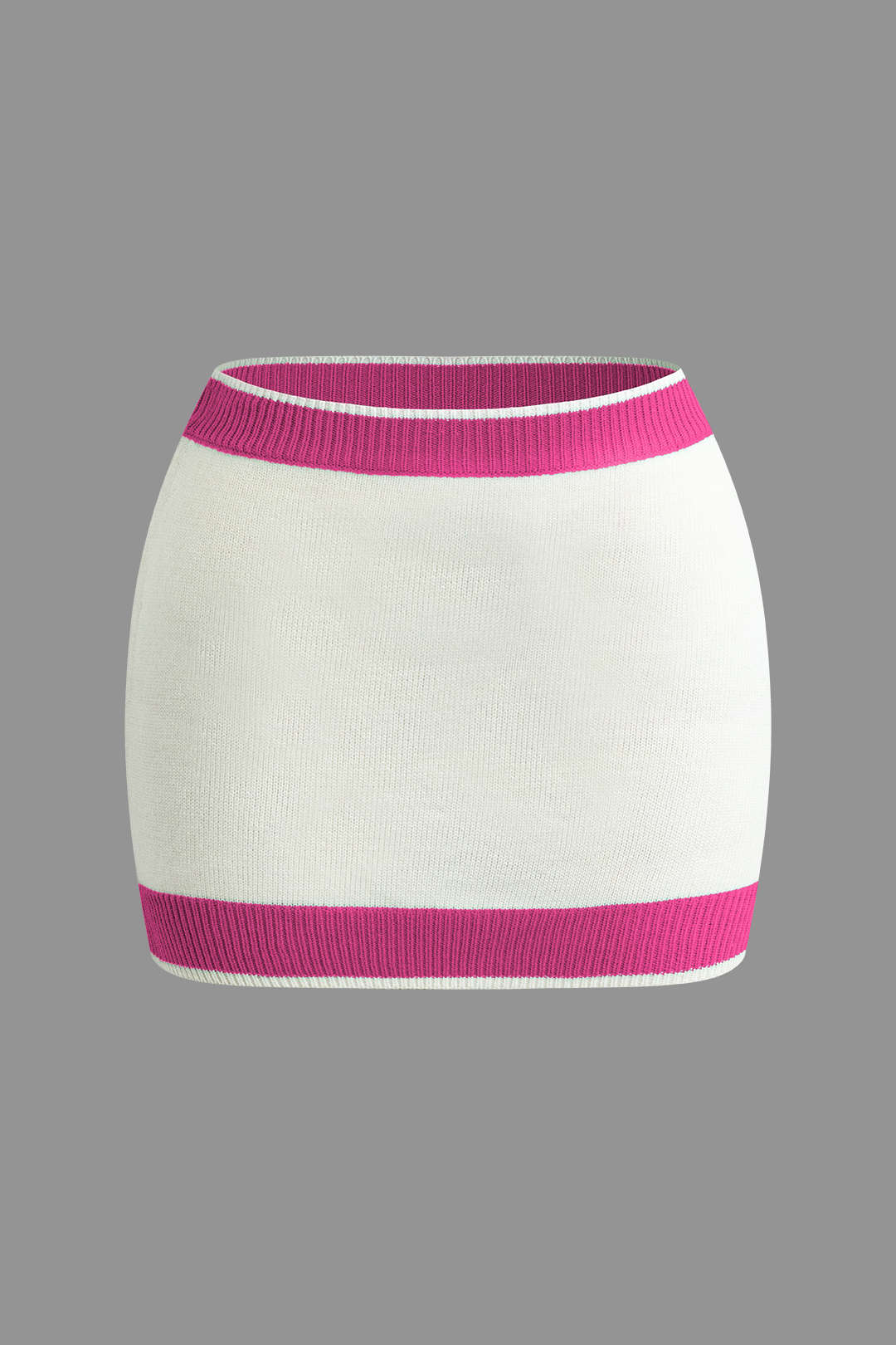 Contrast Collar Cropped Knit Top and Mini Skirt Set