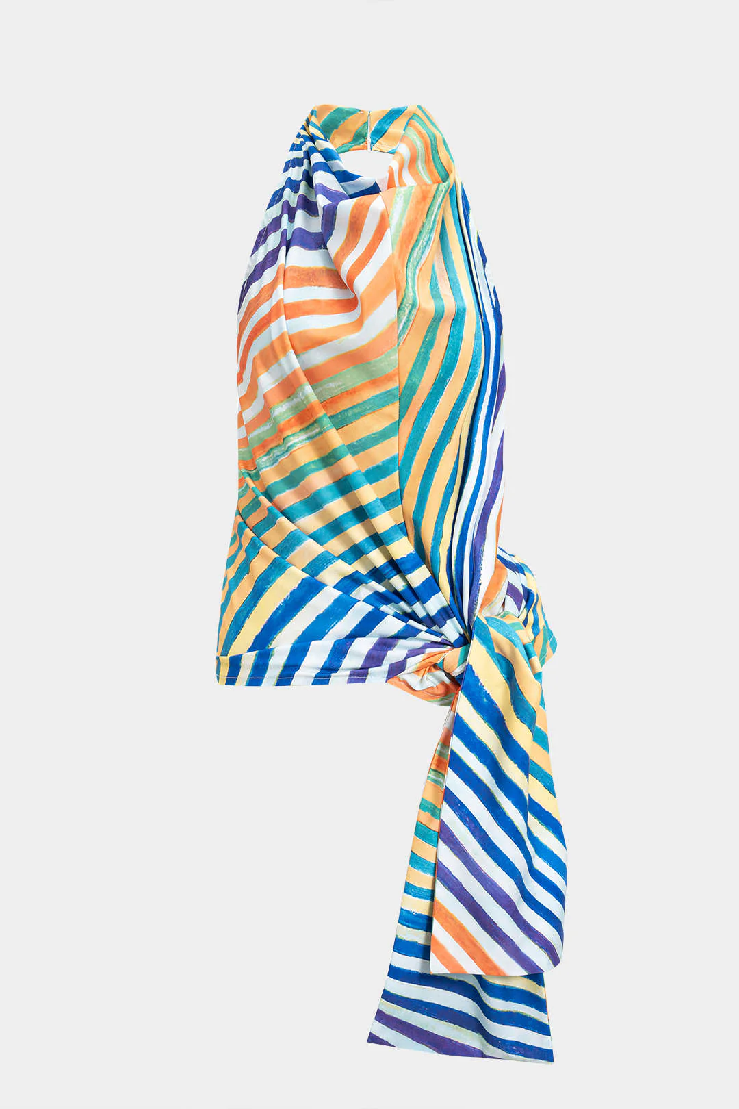 Contrast Stripe Print Tie-Up Tank Top