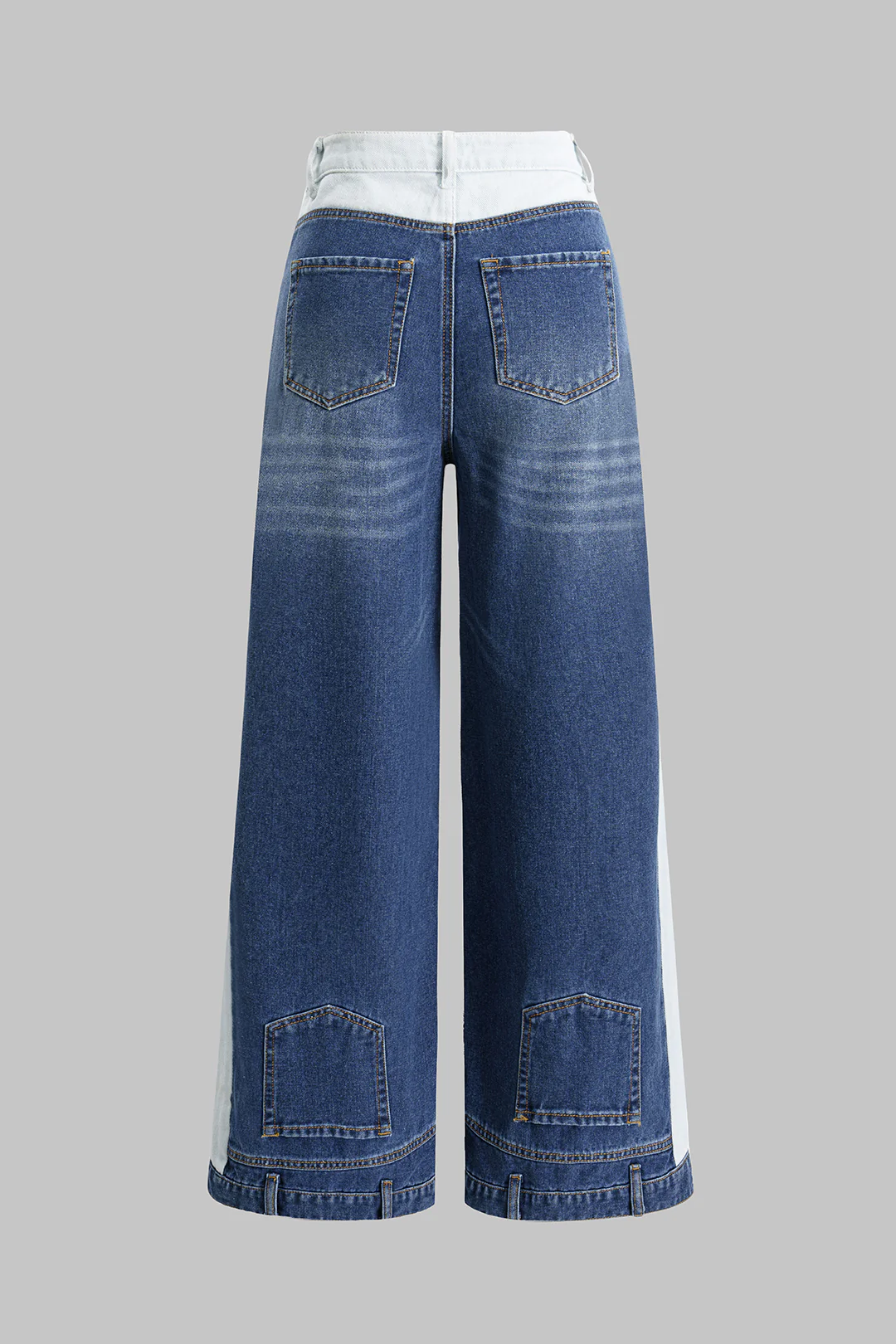 Contrast Patchwork Ripped Denim Jeans