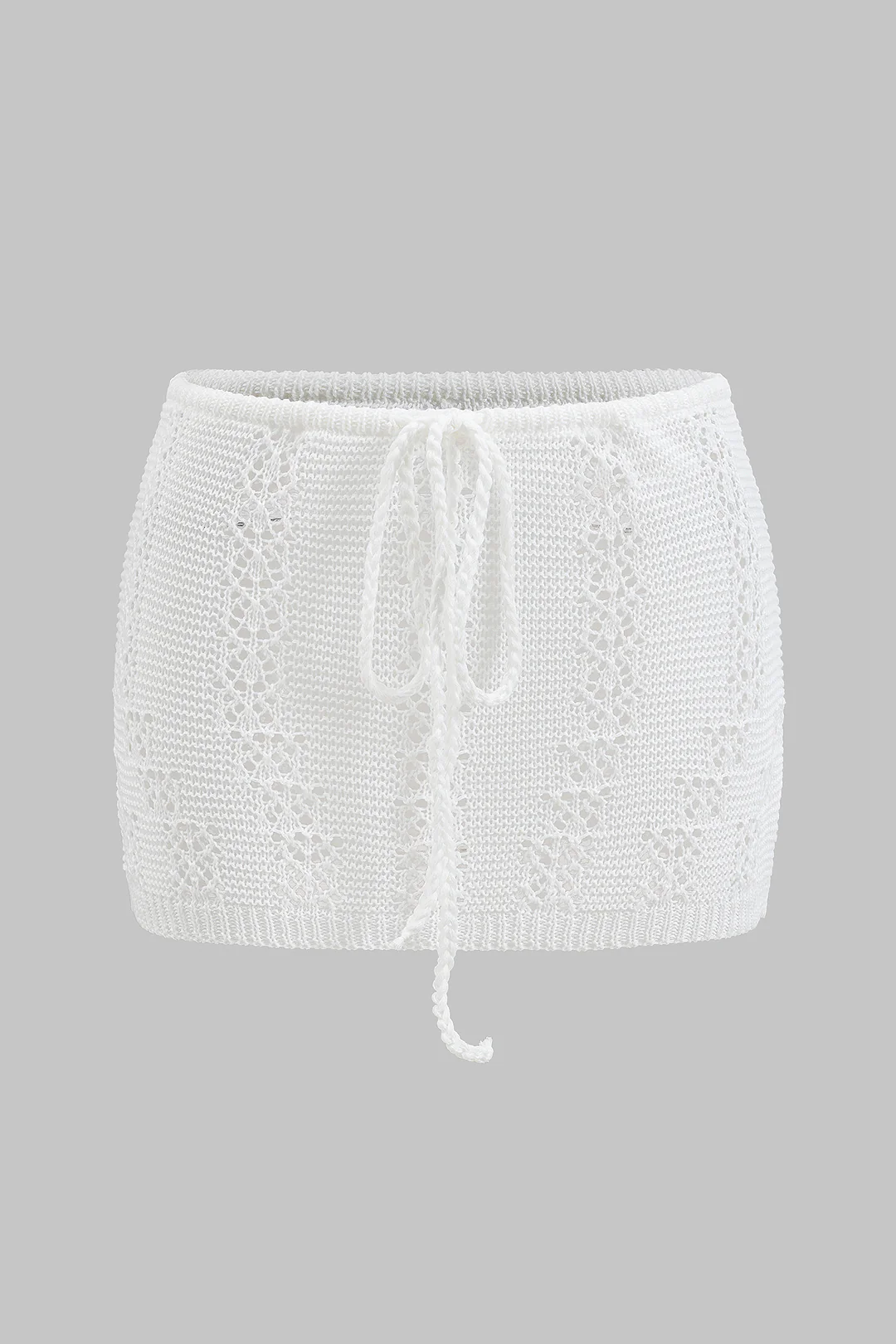 Knit Hollow Out V-Neck Halter Cut Out Tank Top And Tie-Up Skirt Set