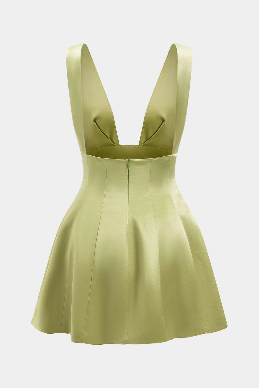Satin Backless Pleated Sleeveless Mini Dress