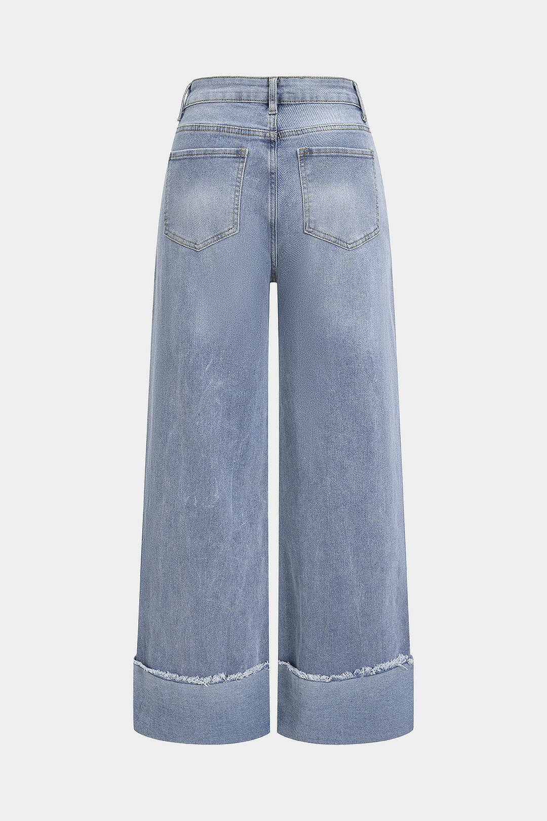 Cuffed Straight Denim Jeans
