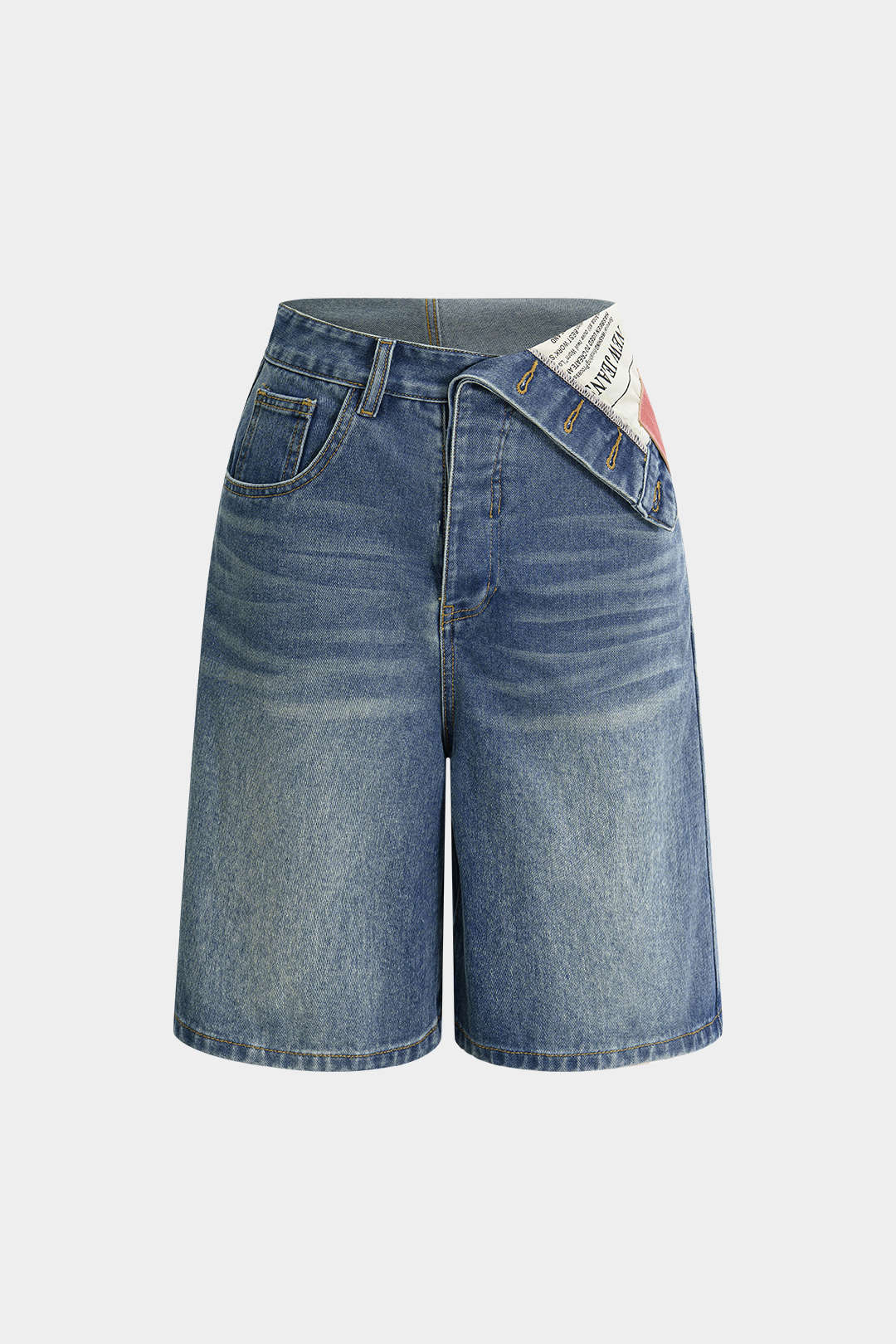 Denim Asymmetric Pocket Shorts