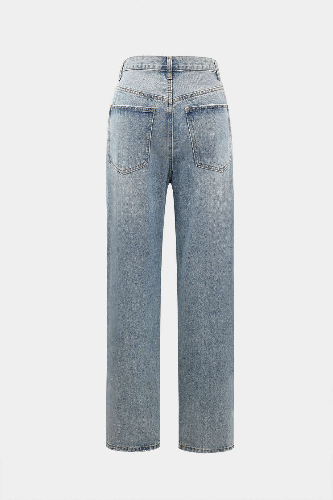 Asymmetrical Waist Straight-Leg Jeans